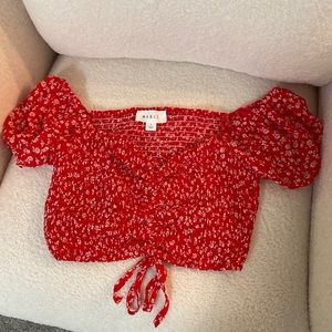 Red Floral Crop Top